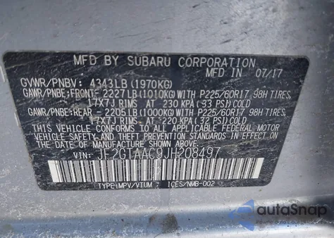 2018 Subaru Crosstrek 2.0I из США, поврежденный, VIN JF2GTAAC9JH208497